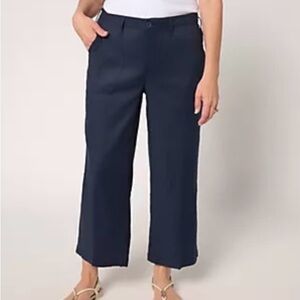 NWT QVC NYDJ Stretch Linen Wide Leg Cropped Cargo Pant / size 4